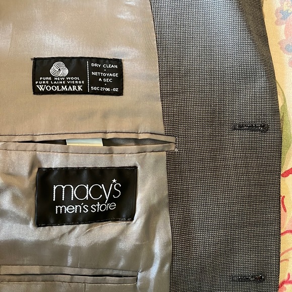 CALVIN KLEIN Size 42 Lightwgt 100% Wool YearRound Classic Blazer Tan/Blue Micro - Picture 8 of 15